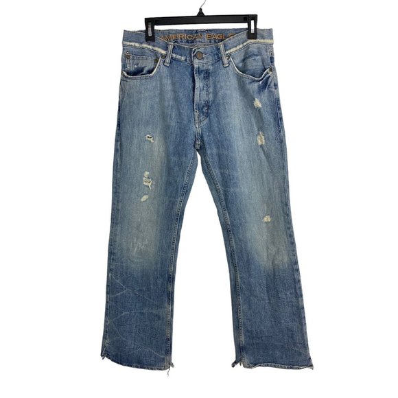 American Eagle Outfitters Other - American Eagle Mens Jeans Size 31x30 Button Fly Destressed Holes Cut Hem